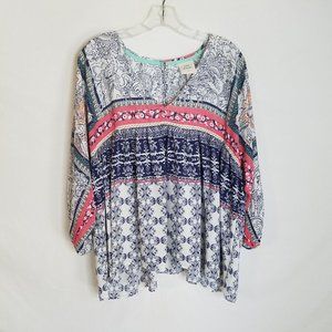 Knox Rose Floral Blouse Top Boho Women's Size Large